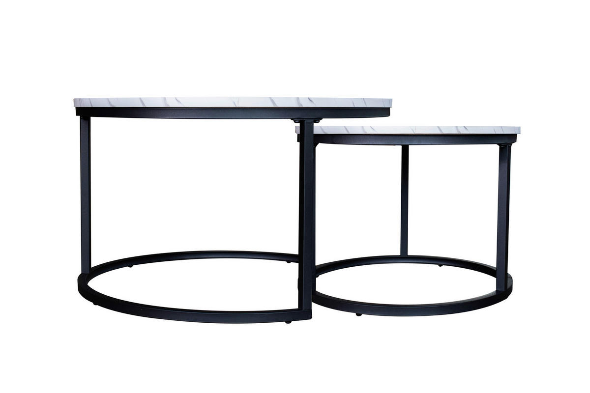 COUCHTISCHSET 50-70/50-70/38-42 cm rund Grau, Multicolor, Schwarz, Weiß ausziehbar, einfacher Aufbau, individuell kombinierbar  - Multicolor/Schwarz, Design, Holzwerkstoff/Metall (50-70/50-70/38-42cm) - MID.YOU