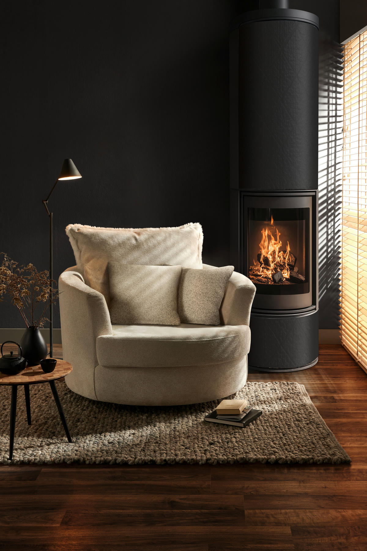 SESSEL Flachgewebe Weiß    - Schwarz/Weiß, KONVENTIONELL, Textil/Metall (115/72/115cm) - Ambia Home