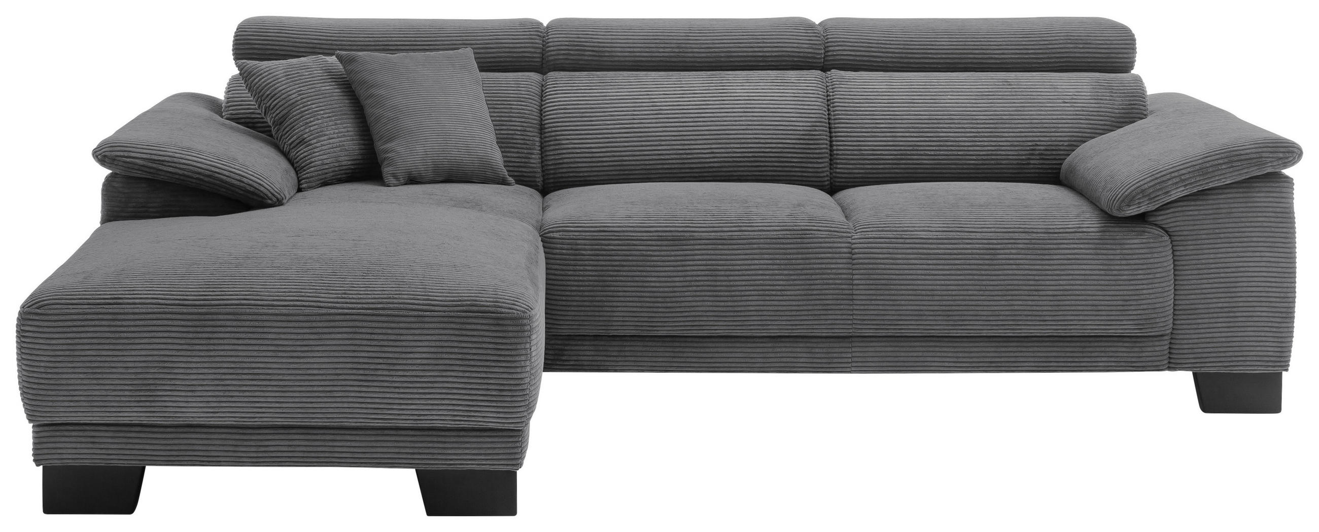 ECKSOFA in Cord Dunkelgrau  - Dunkelgrau/Schwarz, Design, Holz/Textil (174/270cm) - Pure Home Lifestyle