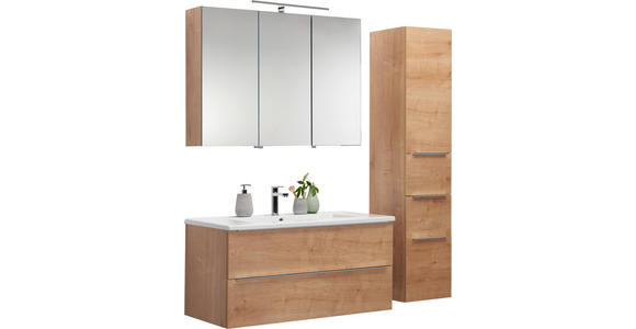 BADEZIMMER in 105 cm - Eichefarben/Weiß, KONVENTIONELL, Keramik/Holzwerkstoff (105cm) - Novel