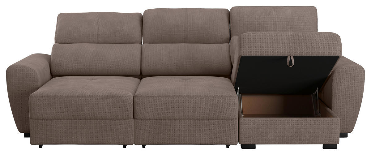 ECKSOFA Taupe Mikrofaser  - Taupe/Schwarz, KONVENTIONELL, Kunststoff/Textil (285/177cm) - Carryhome