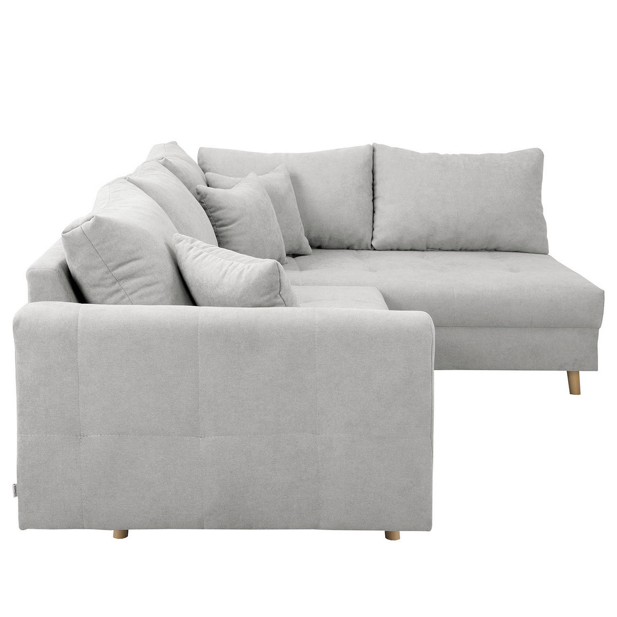 ECKSOFA inkl. Hocker Ariella Hellgrau Mikrofaser  - Hellgrau/Naturfarben, Design, Holz/Textil (161/231cm) - Livetastic