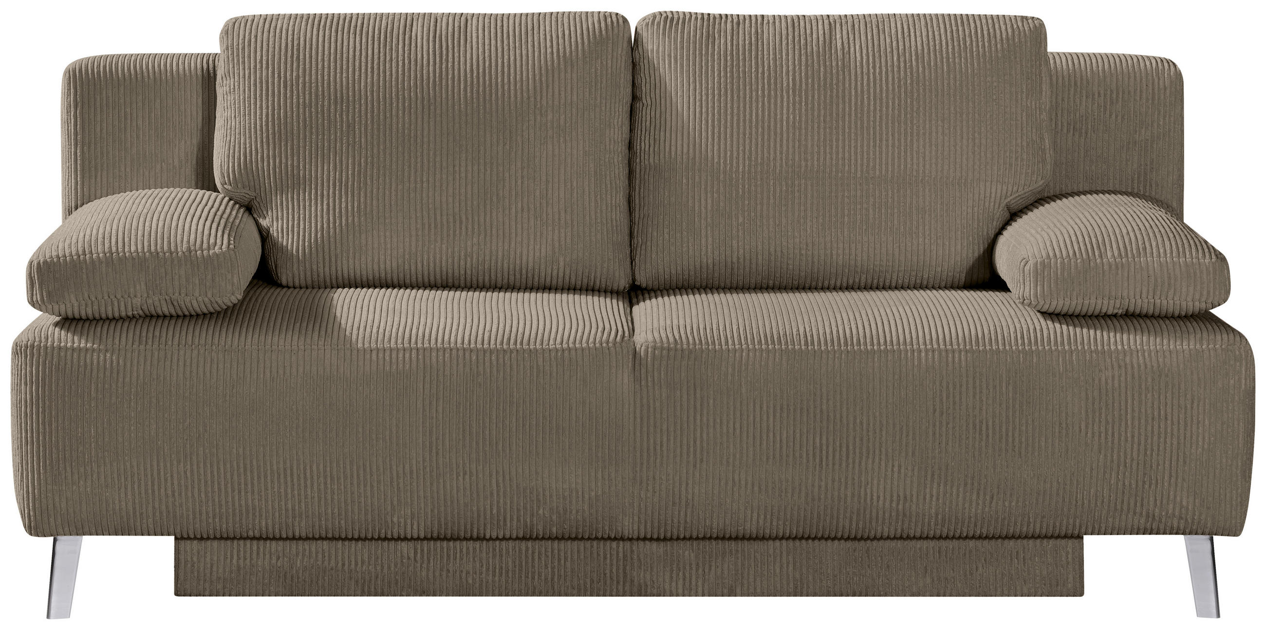 SCHLAFSOFA  in Cord Graubraun  - Chromfarben/Graubraun, MODERN, Textil/Metall (197/92/88cm) - Novel