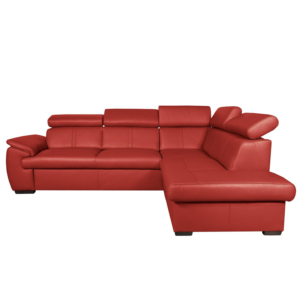 ECKSOFA  in Echtleder Rot  - Wengefarben/Rot, Design, Leder/Holz (265/211cm) - Livetastic