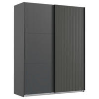 SCHWEBETÜRENSCHRANK Graphitfarben  - Schwarz/Graphitfarben, Modern, Holzwerkstoff/Metall (200/216/65cm) - MID.YOU