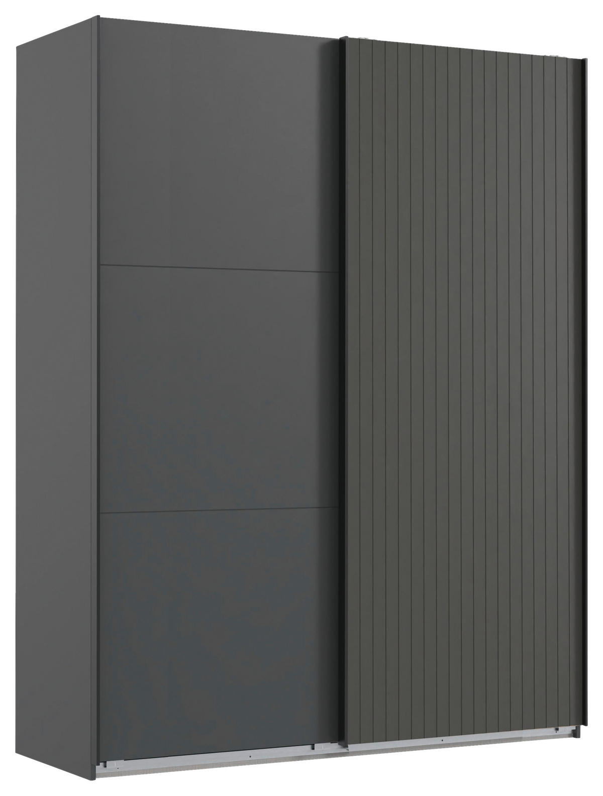 SCHWEBETÜRENSCHRANK Graphitfarben  - Schwarz/Graphitfarben, Modern, Holzwerkstoff/Metall (200/216/65cm) - MID.YOU