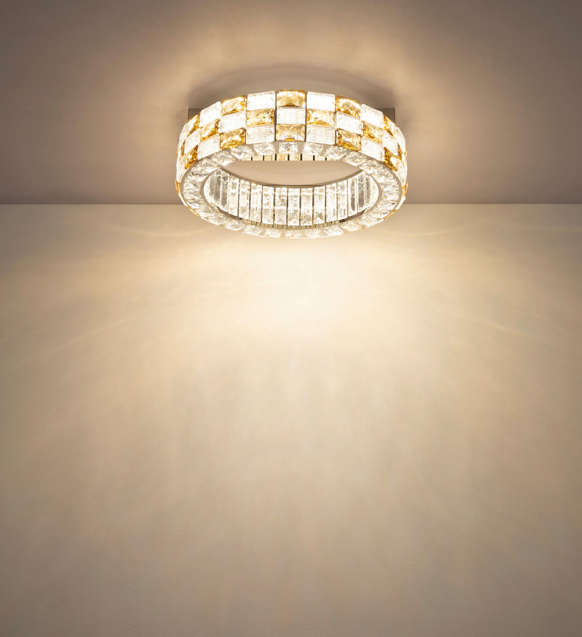 LED-DECKENLEUCHTE Lidia 40/14 cm  - Klar/Chromfarben, KONVENTIONELL, Glas/Metall (40/14cm) - Globo