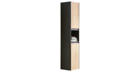 HOCHSCHRANK 30/160/30 cm  - Dunkelgrau/Eichefarben, MODERN, Glas/Holzwerkstoff (30/160/30cm) - Novel
