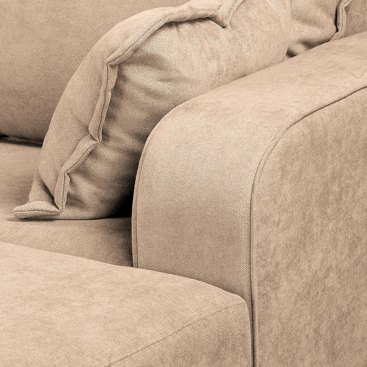 ECKSOFA in Mikrofaser Beige  - Wengefarben/Beige, Design, Holz/Textil (230/150cm) - Livetastic