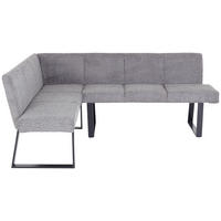 ECKBANK Metall, Textil Grau  - Schwarz/Grau, Modern, Textil/Metall (160/202cm) - Livetastic