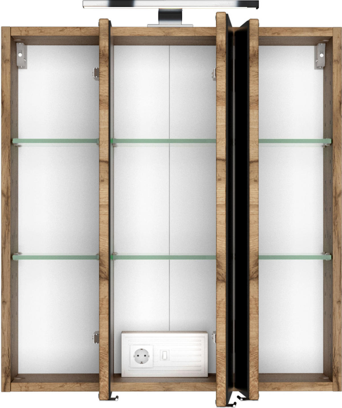 SPIEGELSCHRANK 60/66/20 cm  - Chromfarben/Eiche Wotan, Design, Glas/Holzwerkstoff (60/66/20cm) - Held
