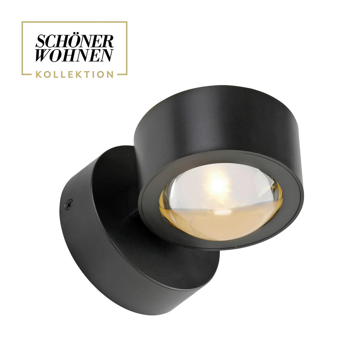 LED-WANDLEUCHTE SW CHIA 12,4/9/9 cm   - Schwarz, Design, Kunststoff/Metall (12,4/9/9cm) - Schöner Wohnen