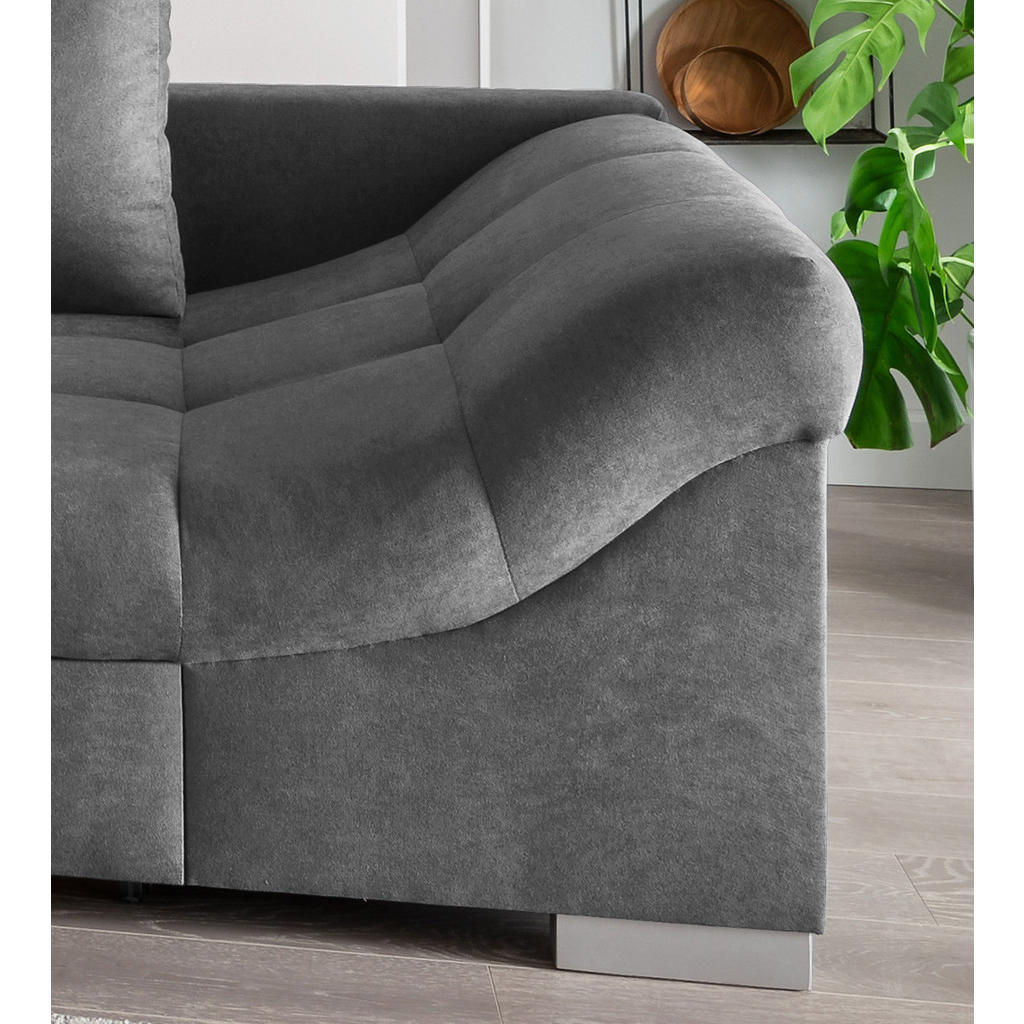 Thumbnail - Mid.you Eckschlafsofa, Dunkelgrau, Textil, Buche, 4-Sitzer, Füllung: Schaumstoff, 298x202 cm, Liegefunktion, Rücken echt...