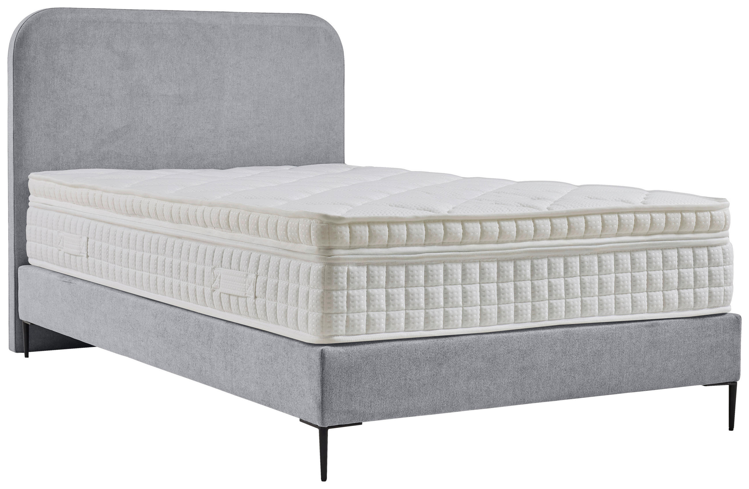 BOXSPRINGOVÁ POSTEĽ, 120/200 cm, svetlosivá - čierna/prírodná farba, Modern, kov/kompozitné drevo (120/200cm) - MID.YOU