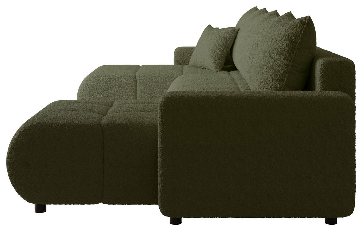 WOHNLANDSCHAFT  in Bouclé Grün  - Schwarz/Grün, MODERN, Kunststoff/Textil (150/312/150cm) - Carryhome