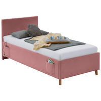 POLSTERBETT 90/200 cm  in Rosa  - Eichefarben/Rosa, Konventionell, Holz/Textil (90/200cm) - Stylife