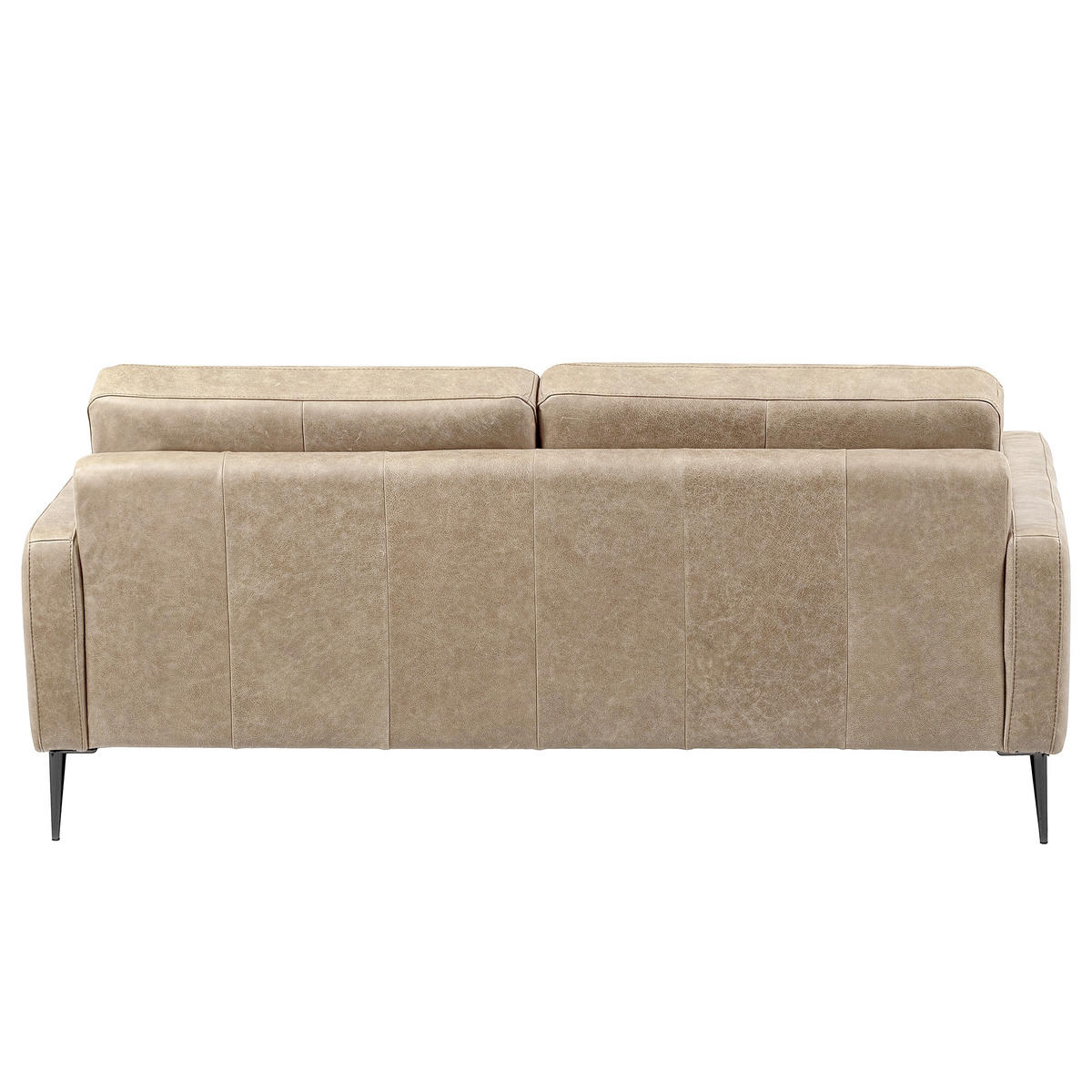 2-SITZER-SOFA SPRING in Lederlook Echtleder Creme  - Schwarzchrom/Creme, Design, Leder/Textil (157/85/92cm) - Livetastic
