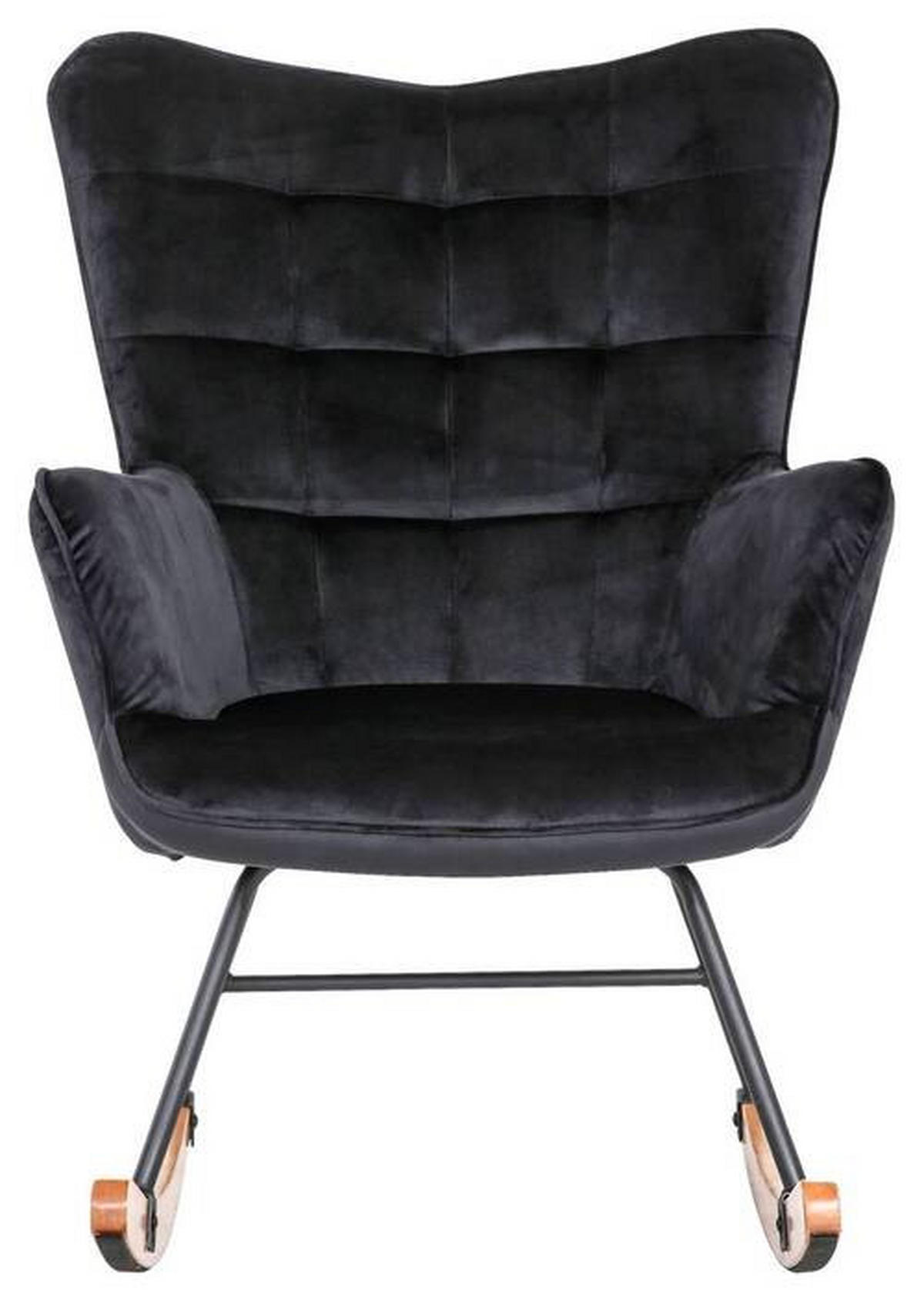 SCHAUKELSESSEL in Samt Schwarz  - Buchefarben/Schwarz, MODERN, Holz/Textil (72/92/92cm) - MID.YOU