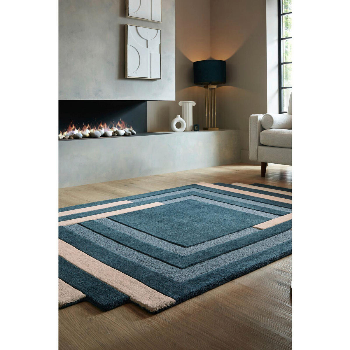 WOLLTEPPICH 150/240 cm LABYRINTH SHAPED Blau  - Blau, Trend, Textil (150/240cm) - Xora