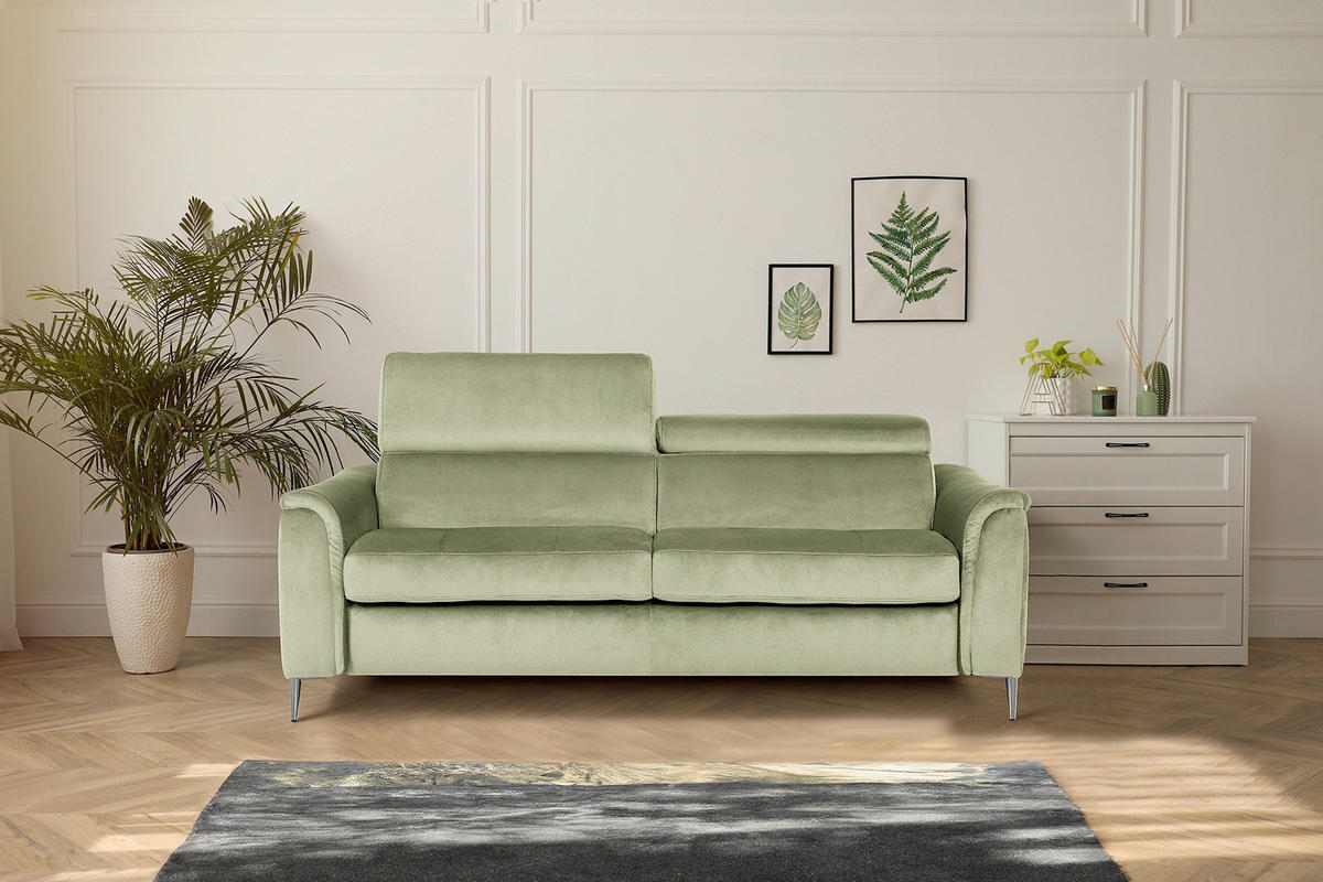 SCHLAFSOFA Samt Hellgrün  - Chromfarben/Hellgrün, Design, Textil/Metall (203/77-98/103cm) - MID.YOU