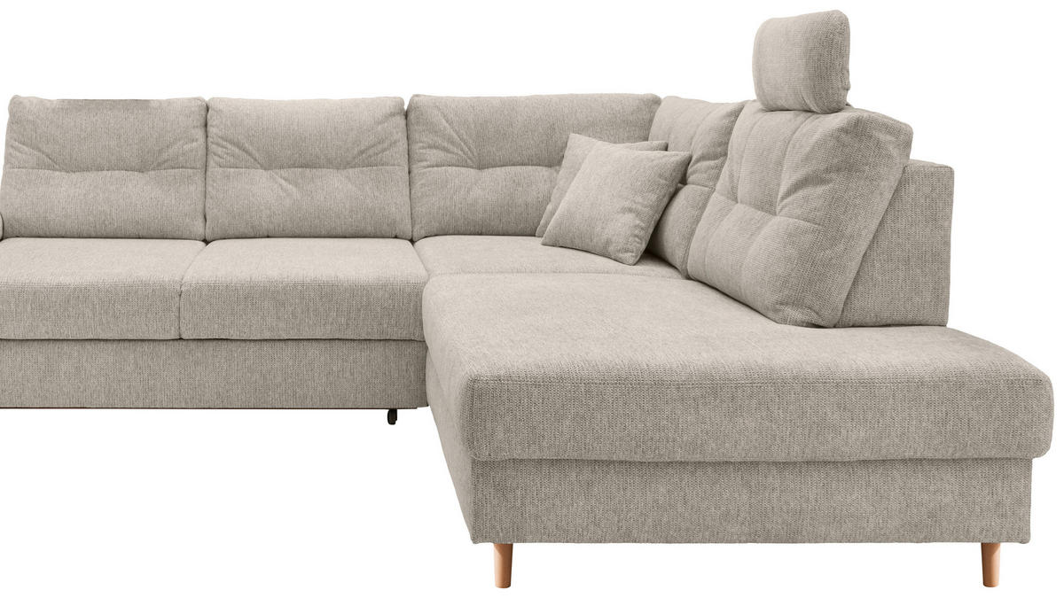 ECKSOFA in Chenille Beige  - Beige/Naturfarben, Modern, Holz/Textil (264/206cm) - Livetastic