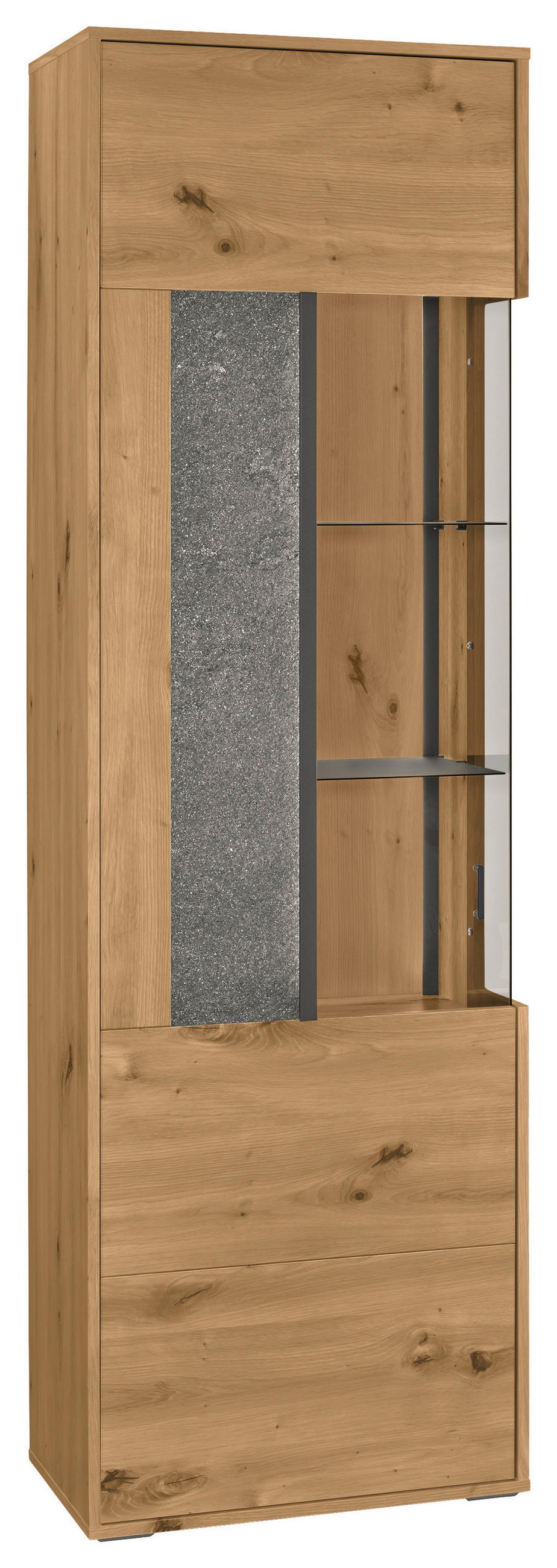 VITRINE in Eiche Artisan  - Dunkelgrau/Eiche Artisan, Design, Glas/Holzwerkstoff (63,7/204/37,2cm) - SetOne by Musterring