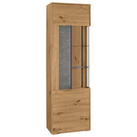 VITRINE in Eiche Artisan  - Dunkelgrau/Eiche Artisan, Design, Glas/Holzwerkstoff (63,7/204/37,2cm) - SetOne by Musterring