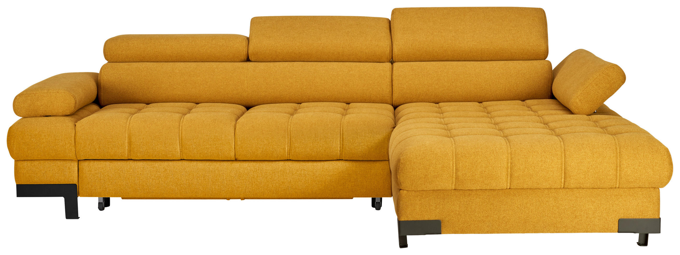 ECKSOFA Gelb Webstoff  - Gelb/Schwarz, Design, Textil/Metall (270/173cm) - Welnova