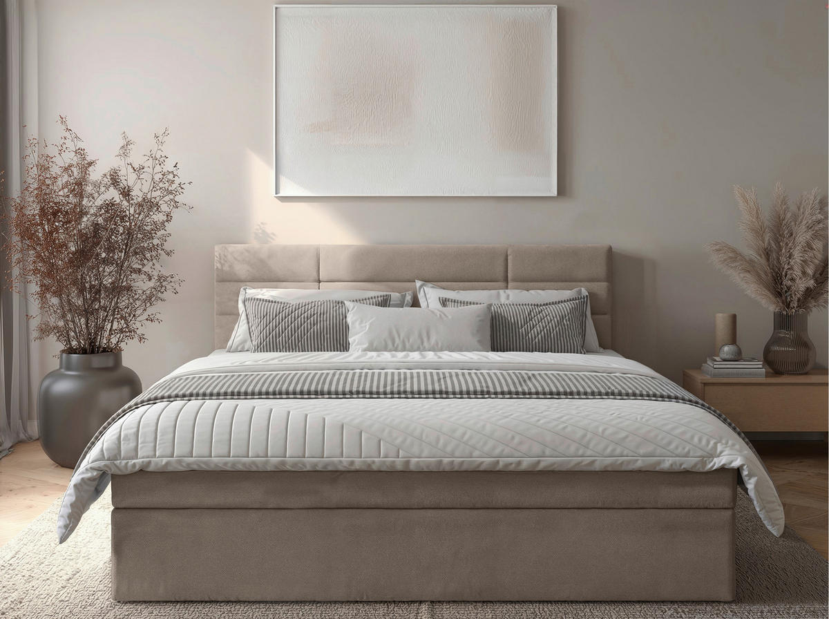 BOXBETT 180/200 cm  Beige  - Beige/Schwarz, Konventionell, Holz/Kunststoff (180/200cm) - Carryhome