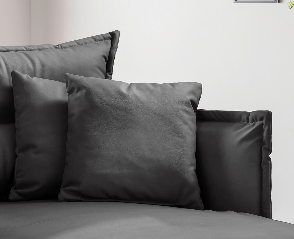 XXL-SESSEL in Lederlook Anthrazit  - Anthrazit/Schwarz, Modern, Textil/Metall (111/101/167cm) - Livetastic