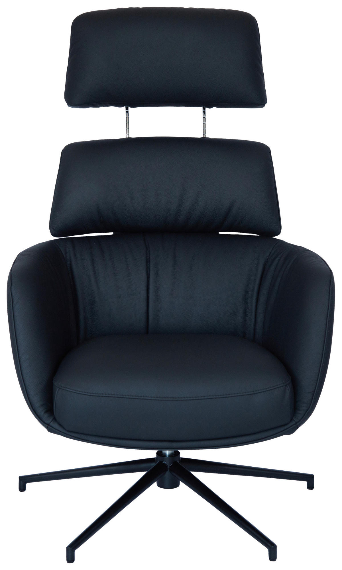 RELAXSESSELSET Echtleder Hocker, Kopfteilverstellung    - Schwarz, Design, Leder/Metall (73/110/87cm) - Dieter Knoll