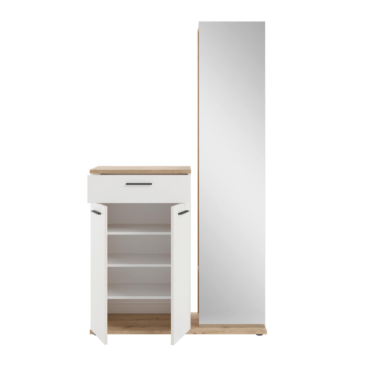 GARDEROBE  in 105/188/38 cm  - Eichefarben/Weiß, MODERN, Glas/Holzwerkstoff (105/188/38cm) - Xora