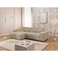 ECKSOFA Curduroy in Cord Hellbraun Rückenkissen  251/142 cm  - Hellbraun/Schwarz, Design, Kunststoff/Textil (251/142cm) - P & B