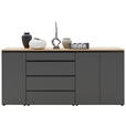 SIDEBOARD Grau Einlegeböden  - Eichefarben/Anthrazit, Design, Holzwerkstoff/Metall (225/102/41cm) - Dieter Knoll