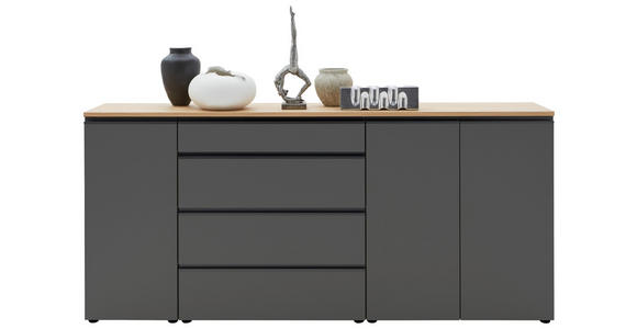 SIDEBOARD Grau Einlegeböden  - Eichefarben/Anthrazit, Design, Holzwerkstoff/Metall (225/102/41cm) - Dieter Knoll