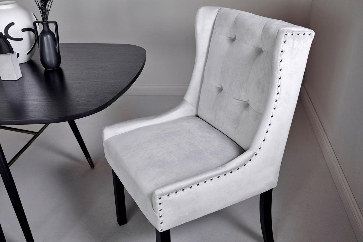 STUHL  in Samt  - Silberfarben/Schwarz, Modern, Holz/Textil (57/64/99cm) - Livetastic