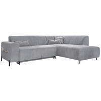 ECKSOFA Hellgrau Cord  - Hellgrau/Schwarz, Textil/Metall (250/192cm) - MID.YOU