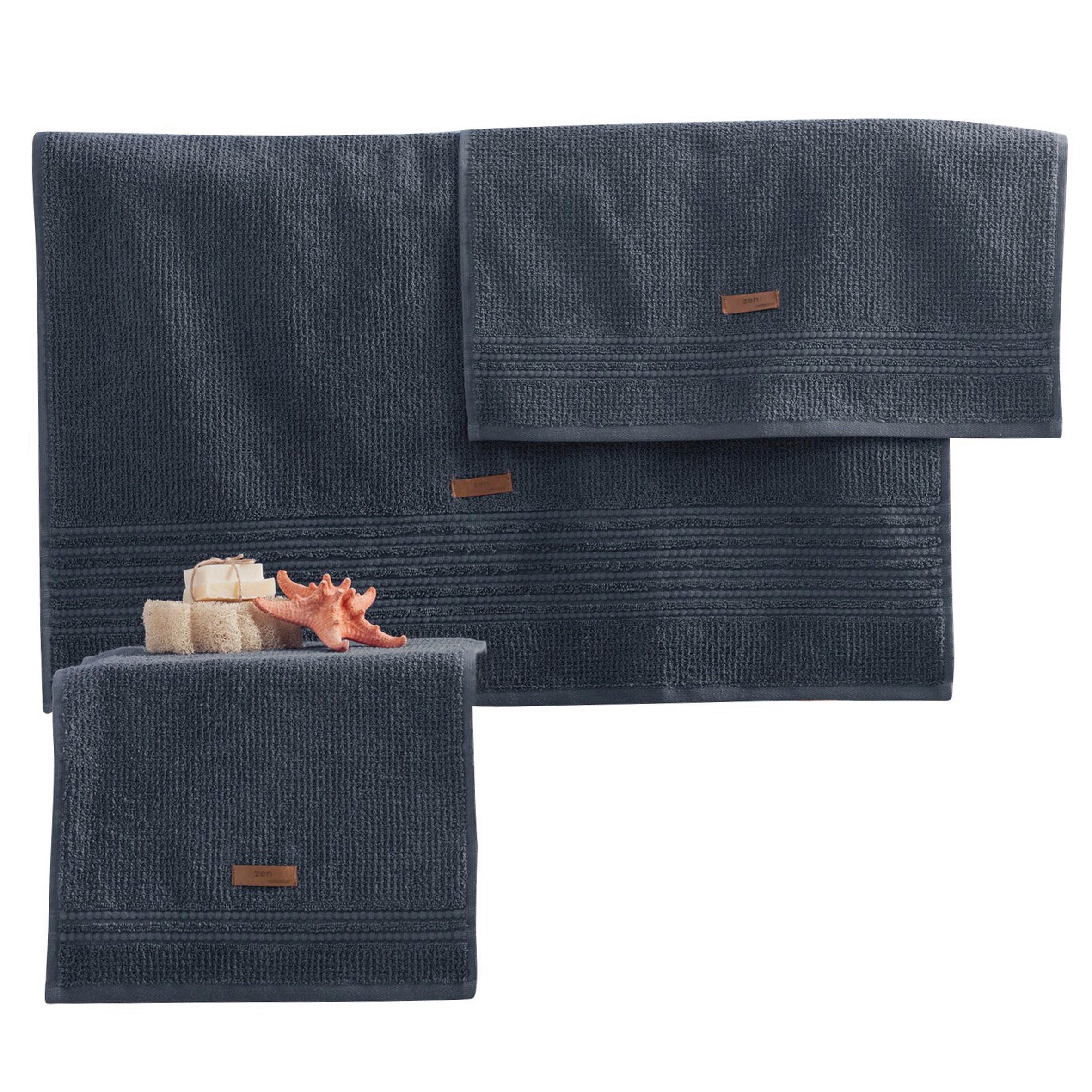 FROTTIERSET Anthrazit 3-teilig  - Anthrazit, Basics, Textil (75/150cm)