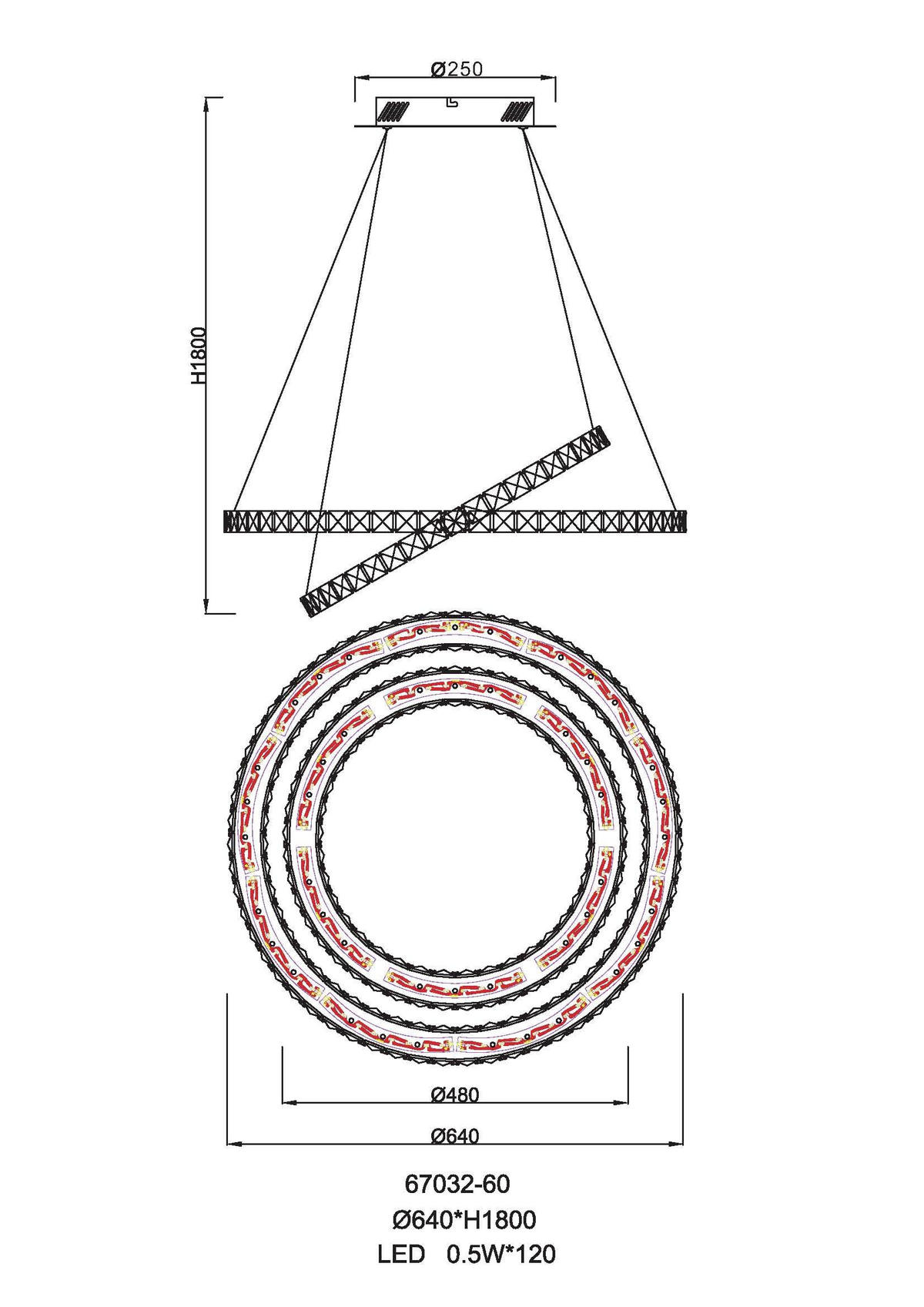 LED FÜGGŐLÁMPA  - átlátszó, Konventionell, Üveg/fém (64cm)