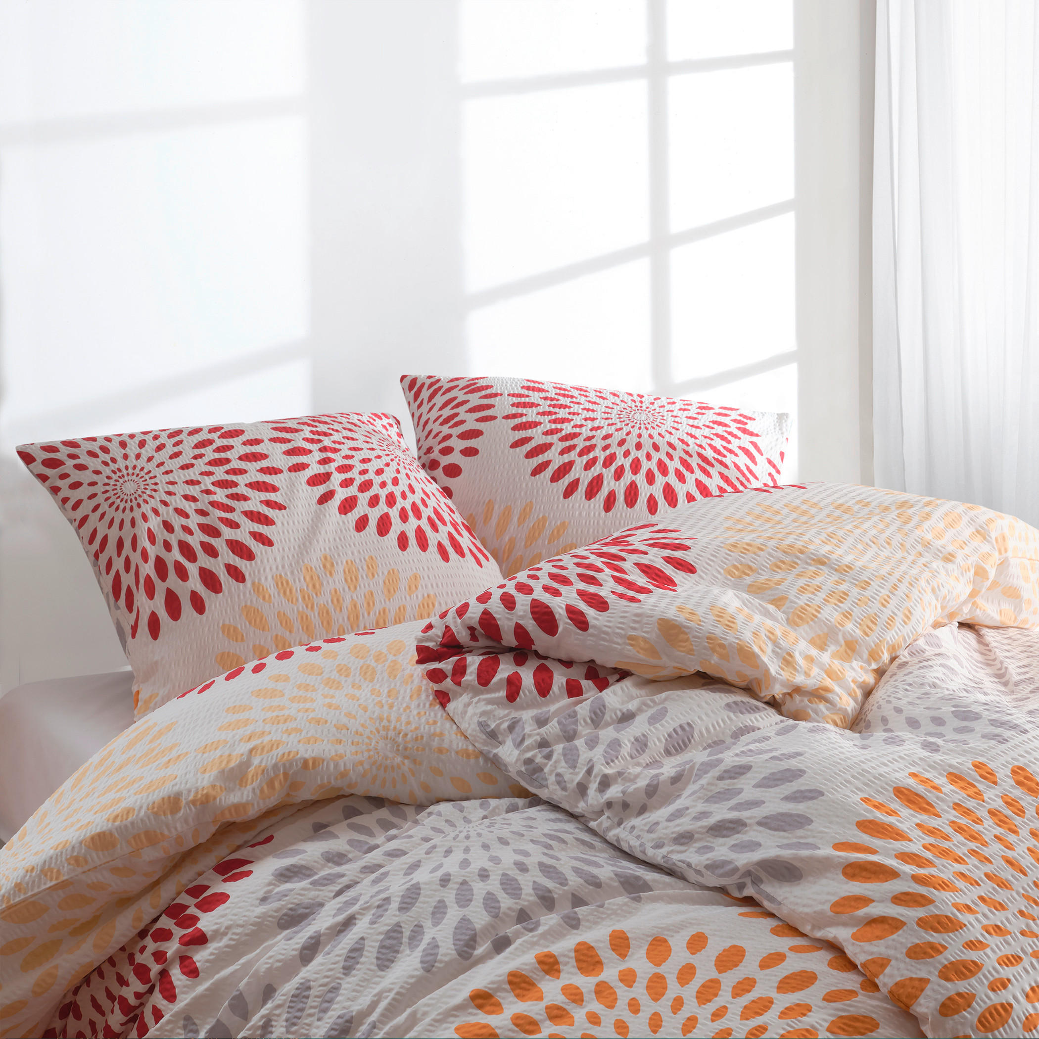BETTWÄSCHE Seersucker 140/200 cm  - Orange/Weiß, Basics, Textil (140/200cm) - Florella