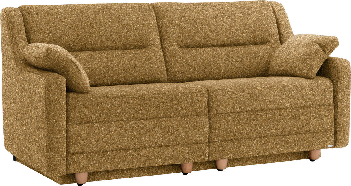 SCHLAFSOFA  in Mikrovelours Senfgelb  - Buchefarben/Senfgelb, KONVENTIONELL, Holz/Textil (184/88/91cm) - Sedda