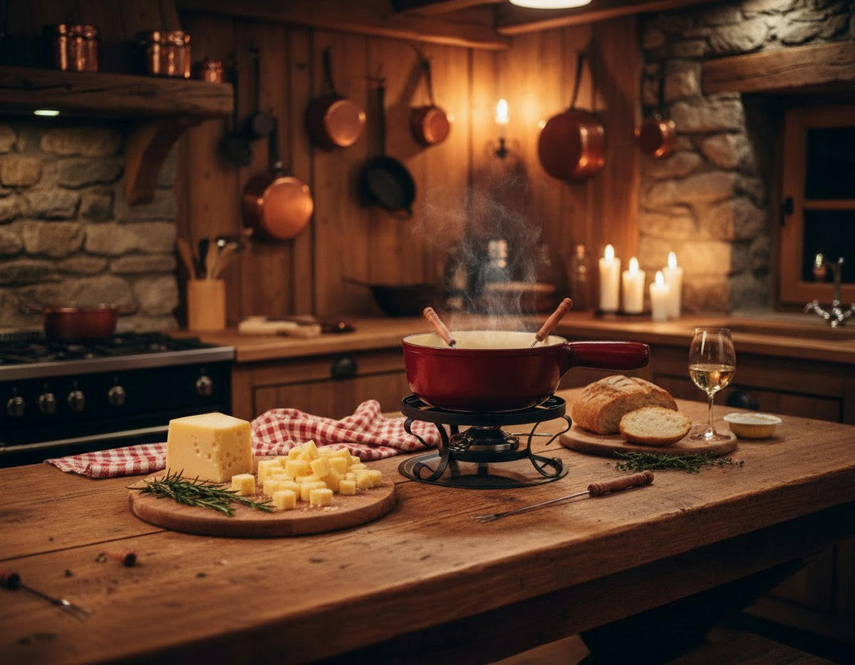 FONDUESET Heidi Cheese Line: Rustic  - Weiss/Rot, Basics, Holz/Metall (36,50/27,00/31,00cm) - Heidi Cheese Line