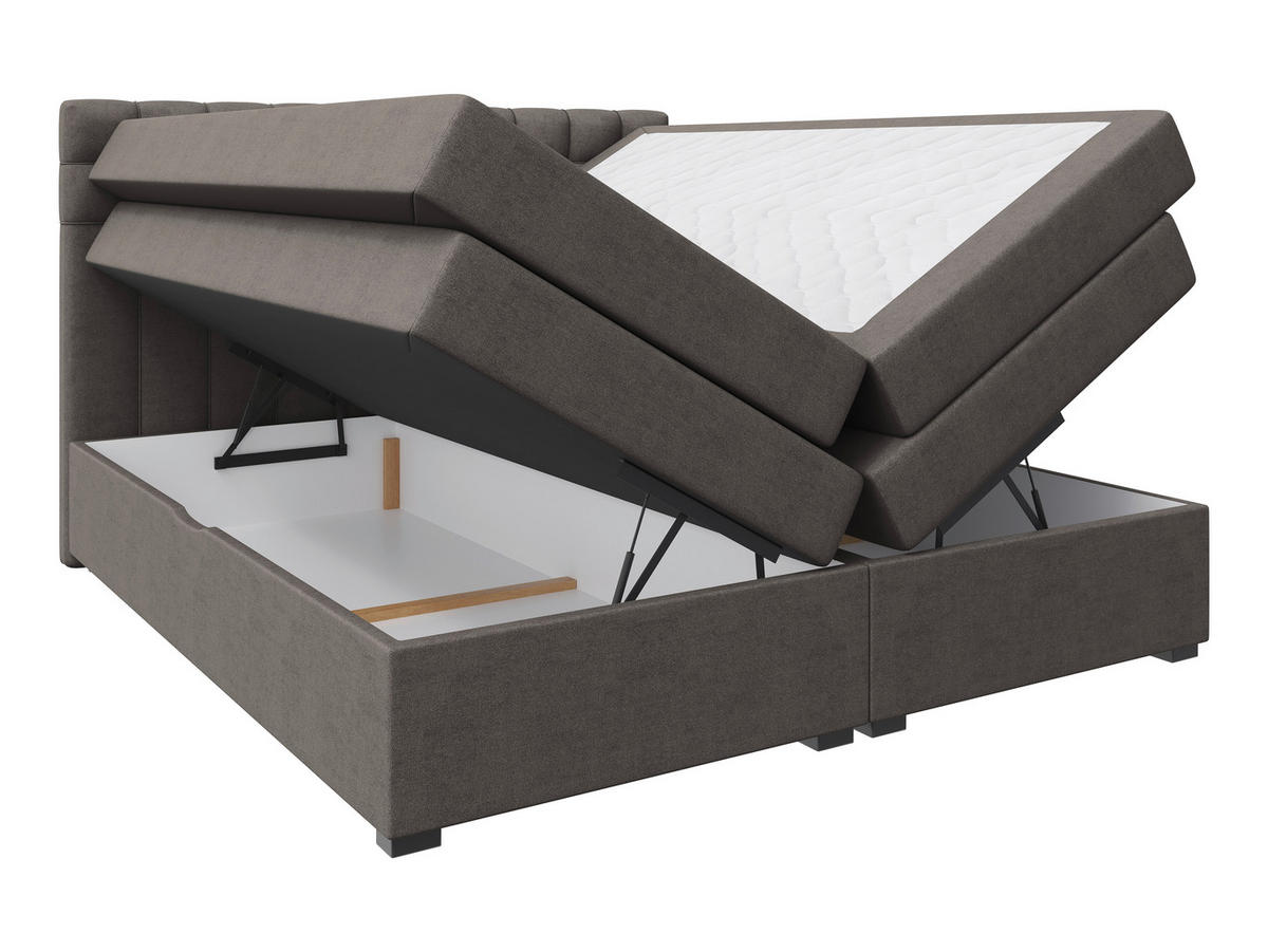 BOXSPRINGBETT 160/200 cm,  in Dunkelgrau, Bettkasten, Topper, Matratzen, H3 = fest  - Dunkelgrau/Schwarz, KONVENTIONELL, Kunststoff/Textil (160/200cm) - Boxxx
