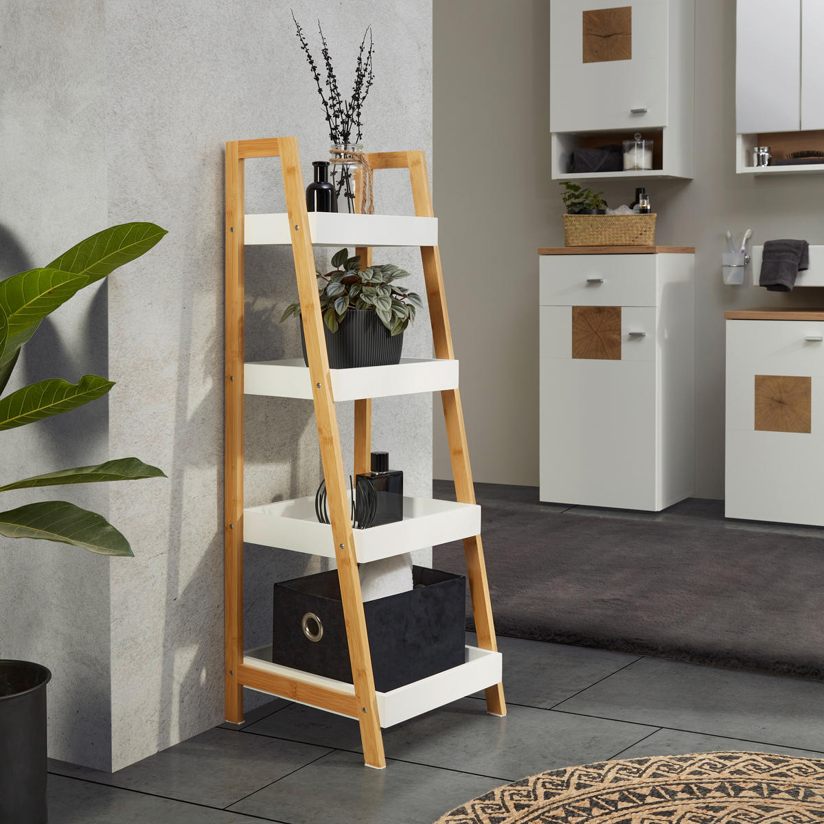 BADEZIMMERREGAL 34/98/35 cm  - Naturfarben/Weiß, Design, Naturmaterialien/Holzwerkstoff (34/98/35cm) - MID.YOU