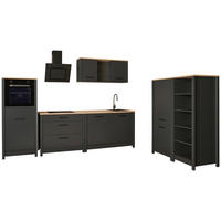 KÜCHENLEERBLOCK   in Anthrazit, Eiche Artisan  - Anthrazit/Schwarz, MODERN, Glas/Holzwerkstoff (430/167/60cm) - home24