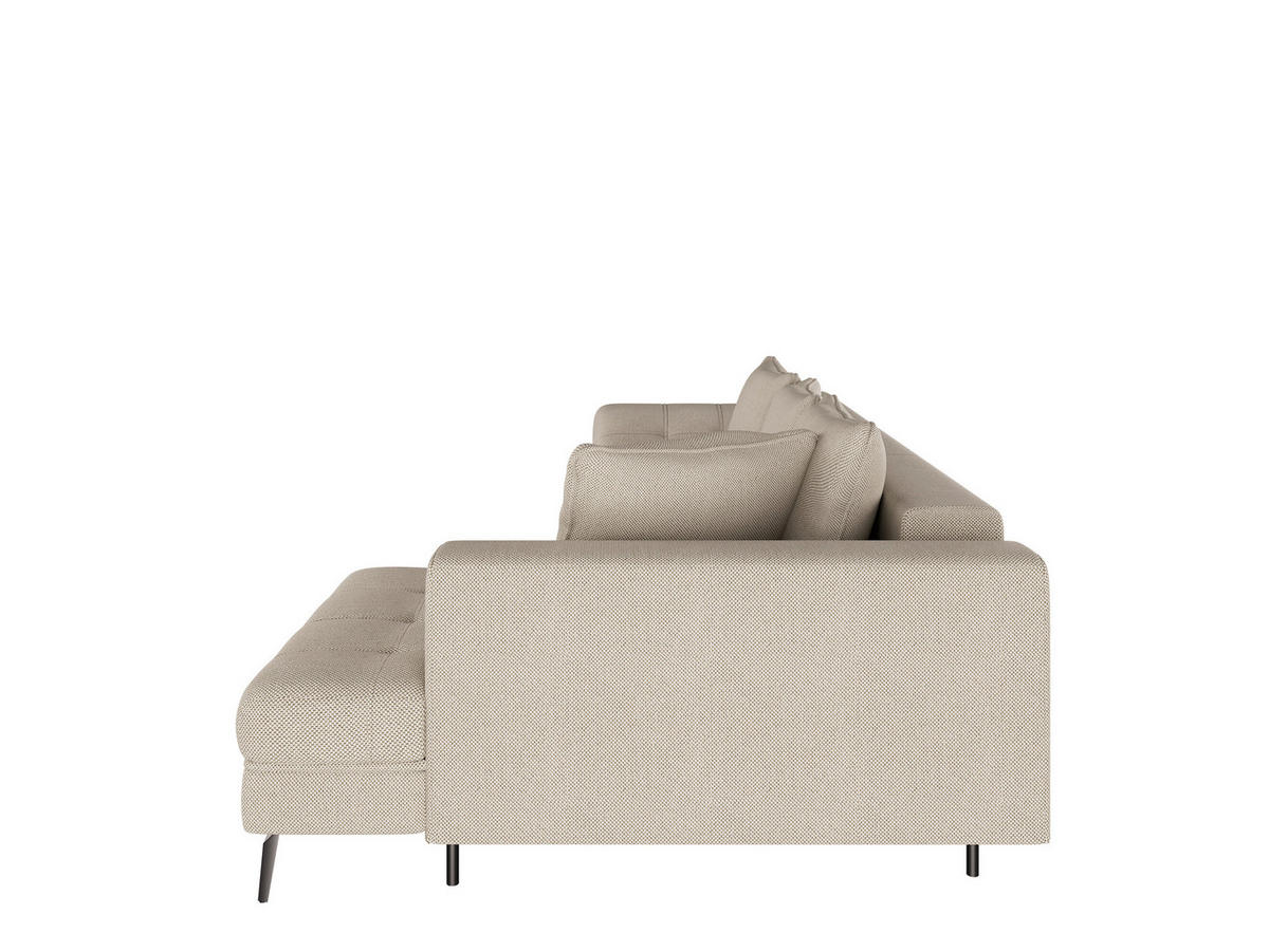 Ecksofa inkl. Funktionen in Webstoff Naturfarben  - Schwarz/Naturfarben, Modern, Textil/Metall (279/177cm)