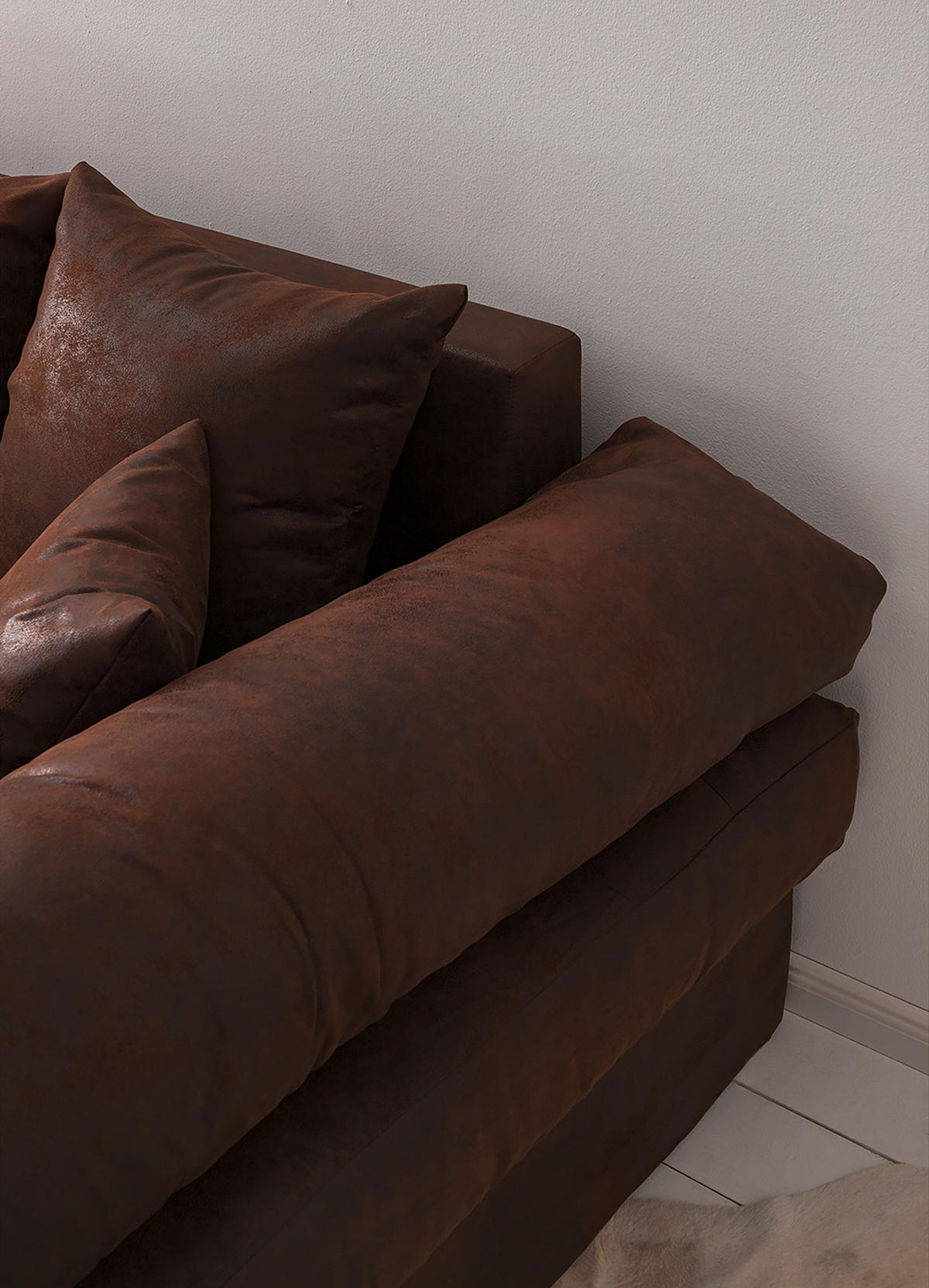 BIGSOFA in Lederlook (vegan) Dunkelbraun  - Dunkelbraun/Schwarz, Design, Kunststoff/Textil (284/94/148cm) - Livetastic