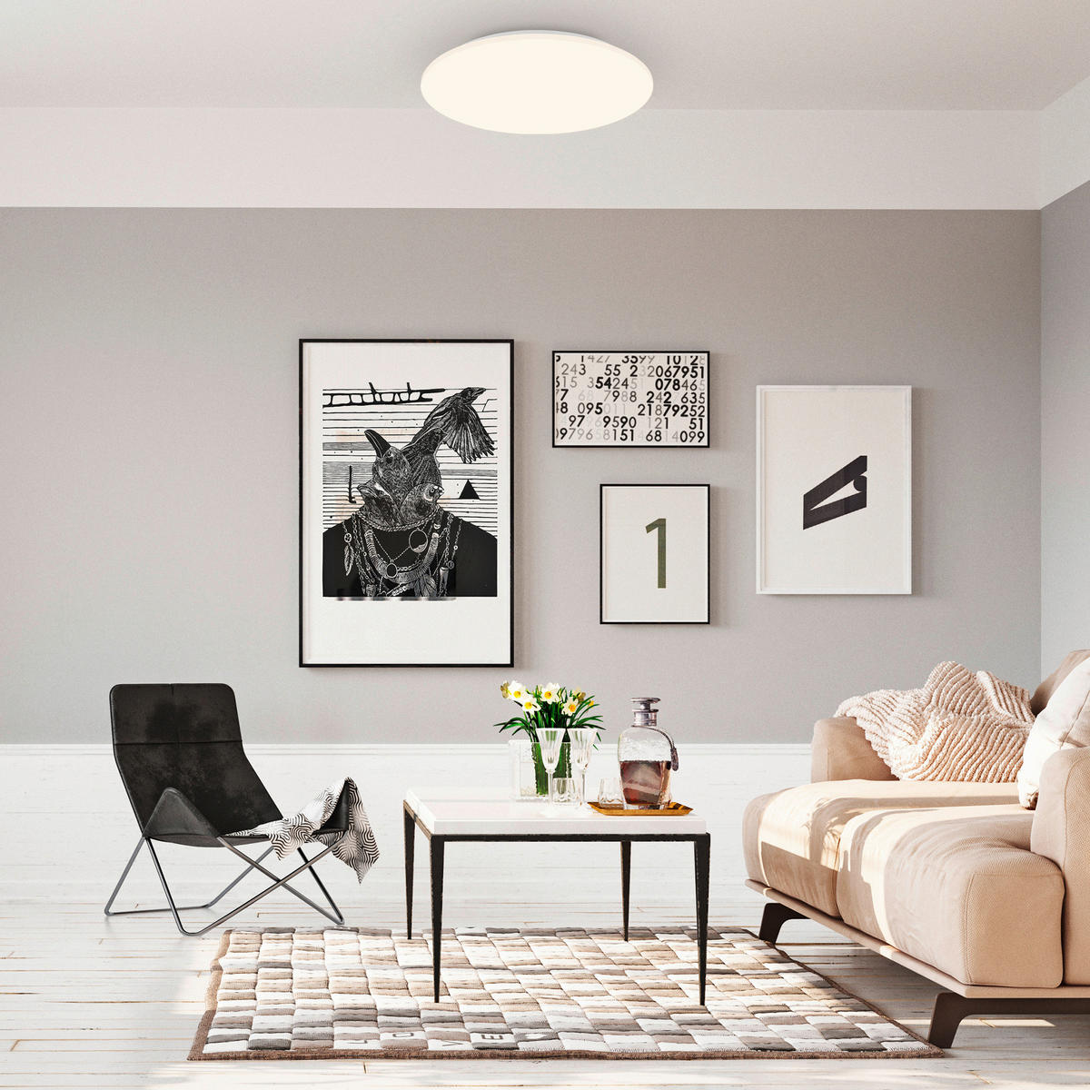 STROPNÍ LED SVÍTIDLO, 35/6 cm  - bílá, Design, plast (35/6cm)