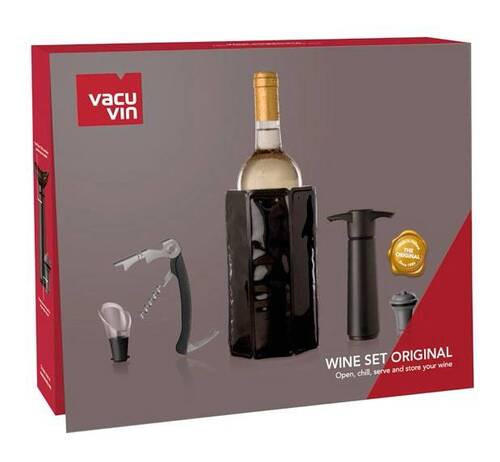 SET DODATKOV ZA VINO - srebrne barve/črna, Basics, umetna masa (27.2/22.4/5.7cm) - Vacu Vin