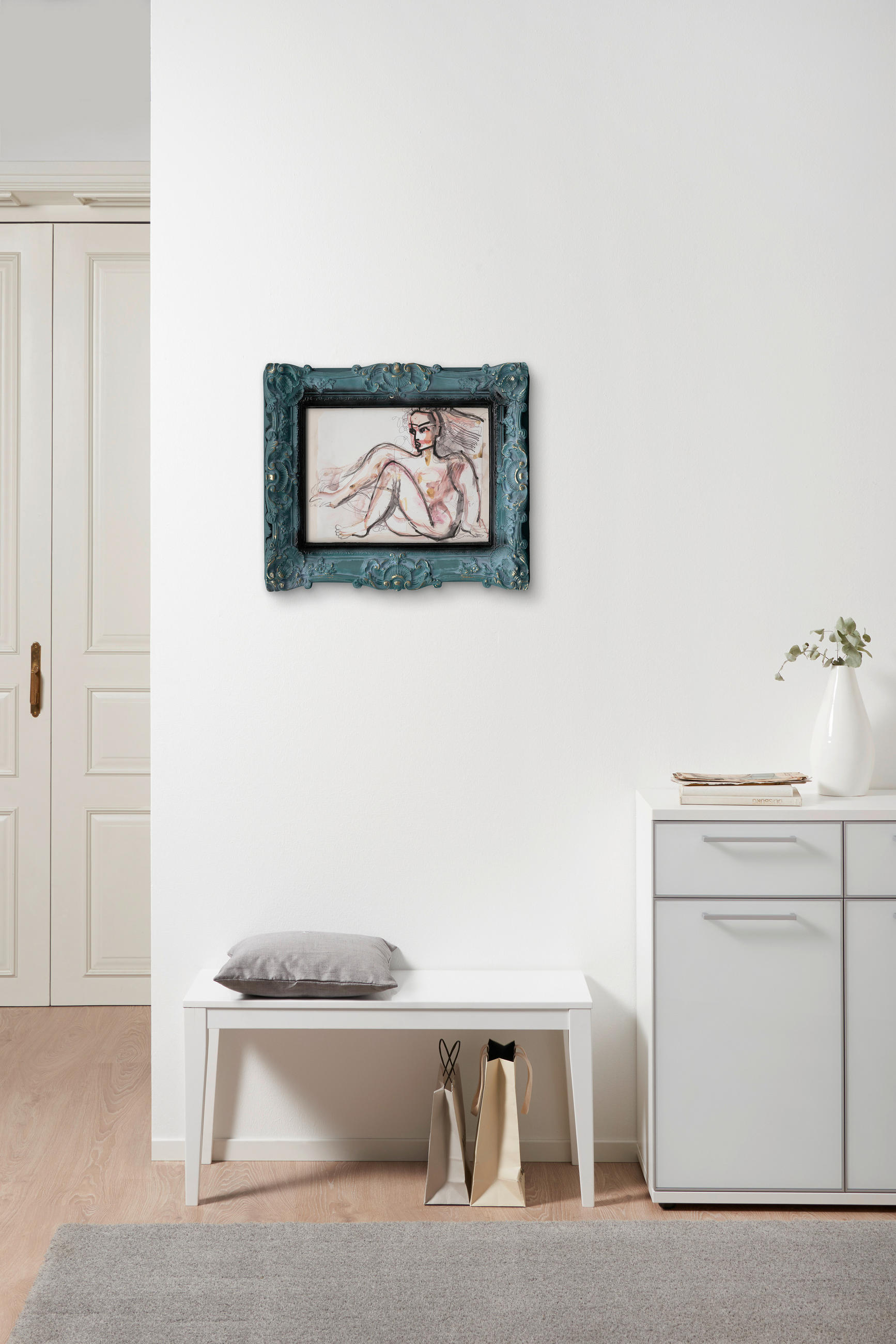 KUNSTDRUCK 44/54 cm - Blau/Pink, Design, Papier/Kunststoff (44/54cm) - Monee